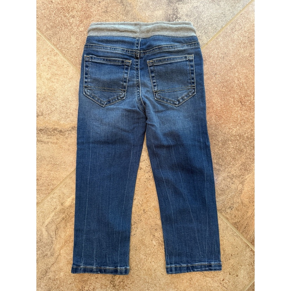 Cat & Jack Boys' Super Stretch Blue Jeans Straight Flexible Drawstring Size 3T - Picture 5 of 5